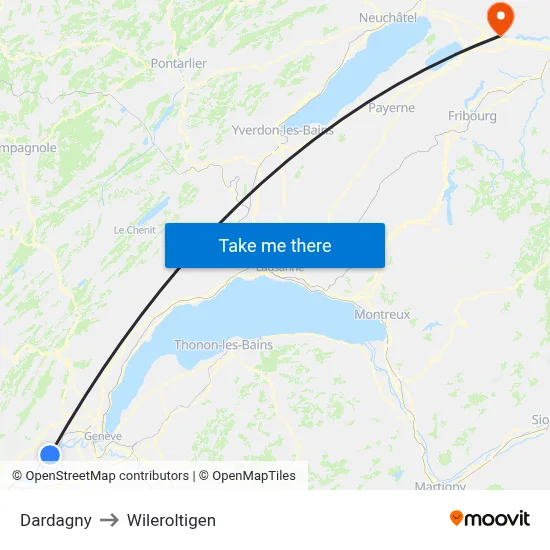 Dardagny to Wileroltigen map
