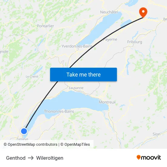 Genthod to Wileroltigen map