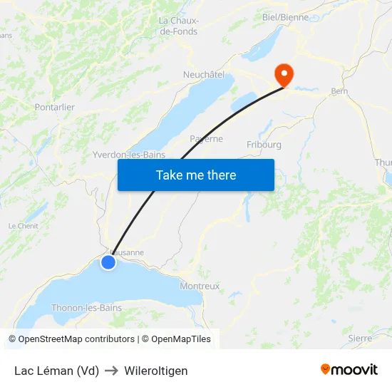 Lac Léman (Vd) to Wileroltigen map