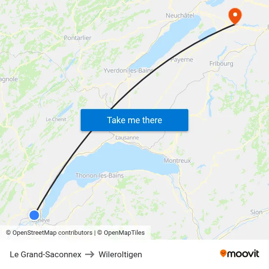 Le Grand-Saconnex to Wileroltigen map
