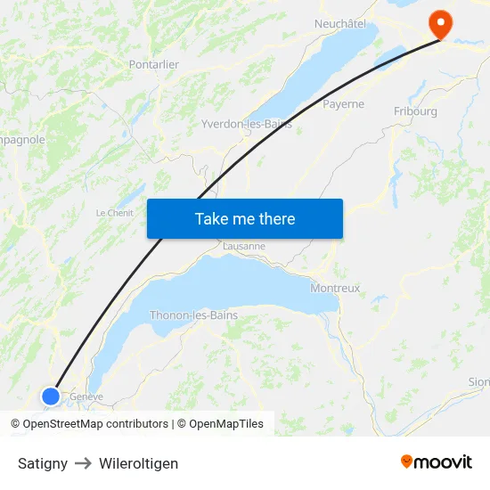 Satigny to Wileroltigen map