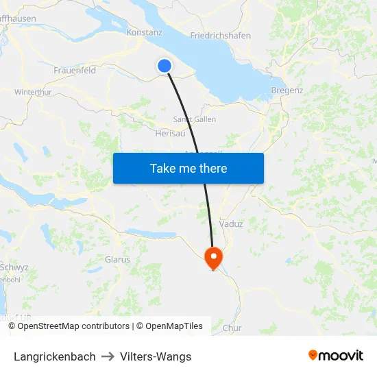 Langrickenbach to Vilters-Wangs map