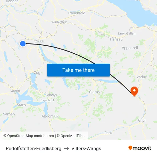 Rudolfstetten-Friedlisberg to Vilters-Wangs map