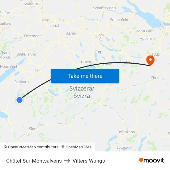 Châtel-Sur-Montsalvens to Vilters-Wangs map
