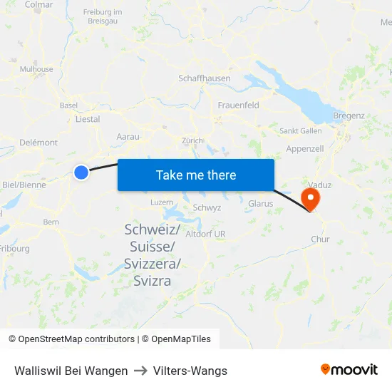 Walliswil Bei Wangen to Vilters-Wangs map