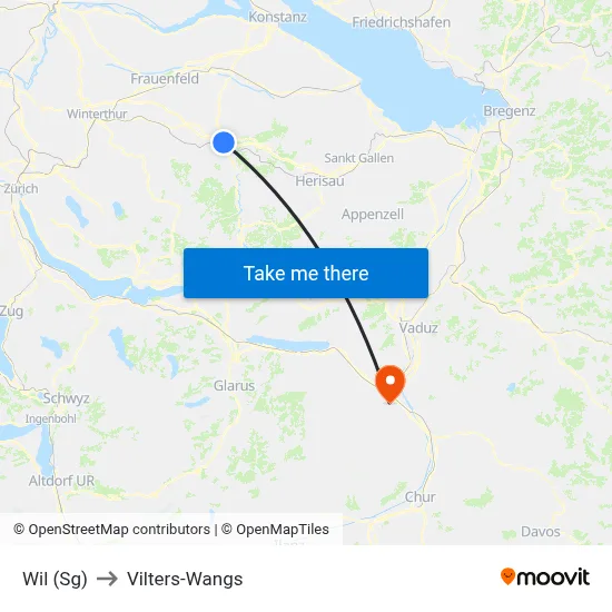 Wil (Sg) to Vilters-Wangs map
