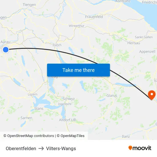 Oberentfelden to Vilters-Wangs map