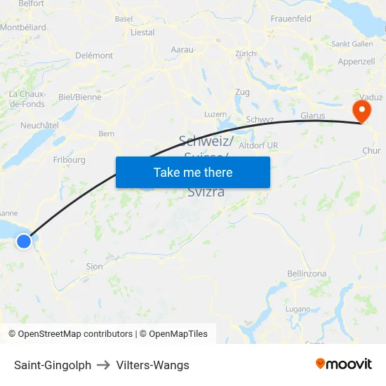 Saint-Gingolph to Vilters-Wangs map