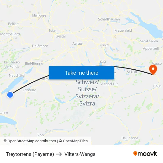 Treytorrens (Payerne) to Vilters-Wangs map