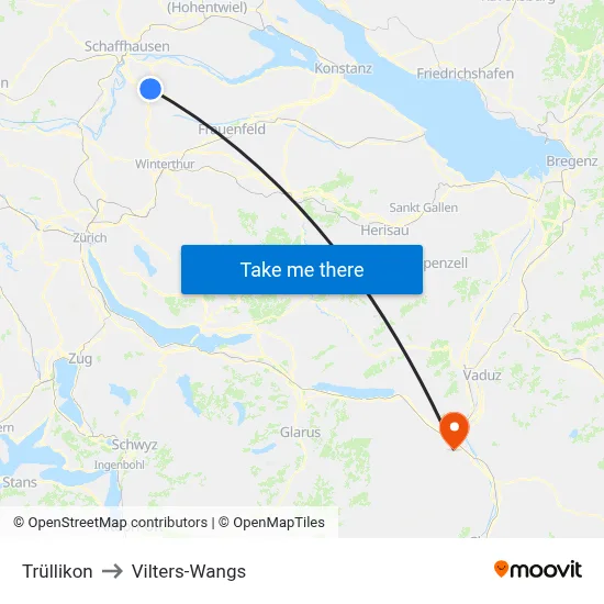 Trüllikon to Vilters-Wangs map