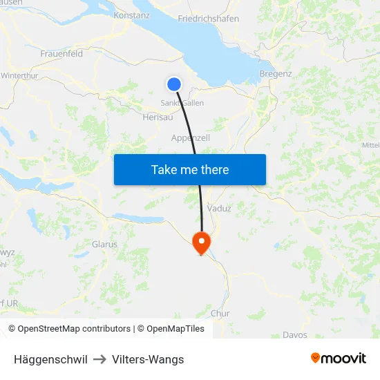 Häggenschwil to Vilters-Wangs map