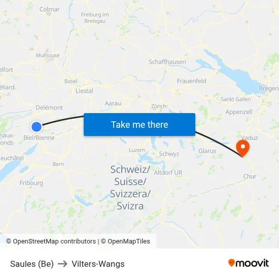Saules (Be) to Vilters-Wangs map