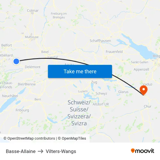 Basse-Allaine to Vilters-Wangs map