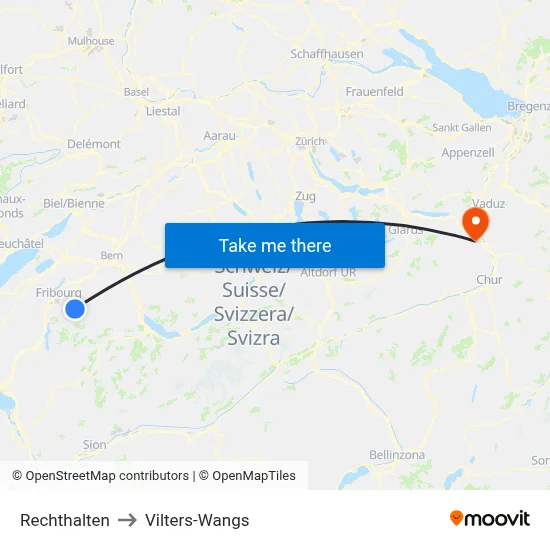 Rechthalten to Vilters-Wangs map