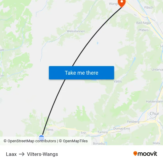 Laax to Vilters-Wangs map