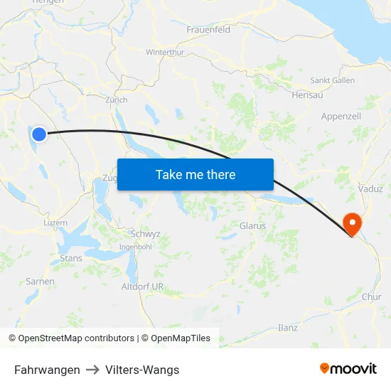 Fahrwangen to Vilters-Wangs map
