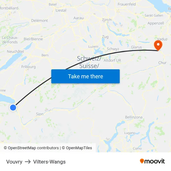 Vouvry to Vilters-Wangs map