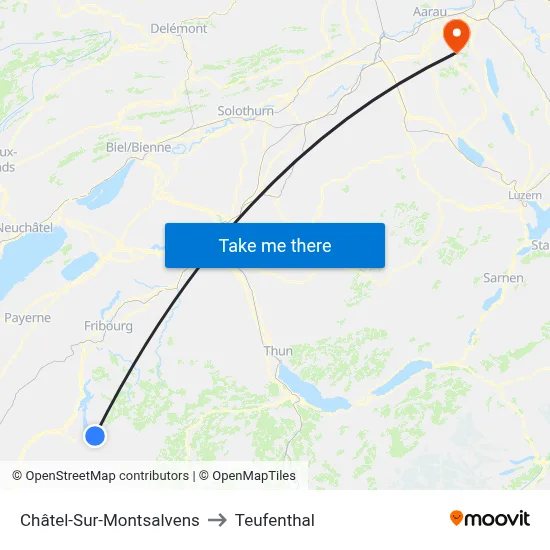 Châtel-Sur-Montsalvens to Teufenthal map