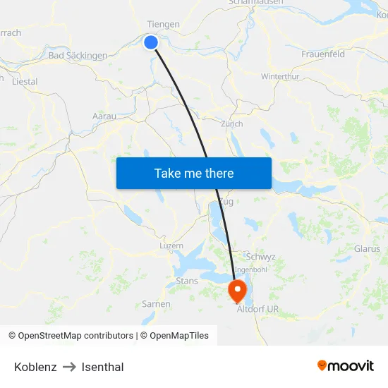 Koblenz to Isenthal map