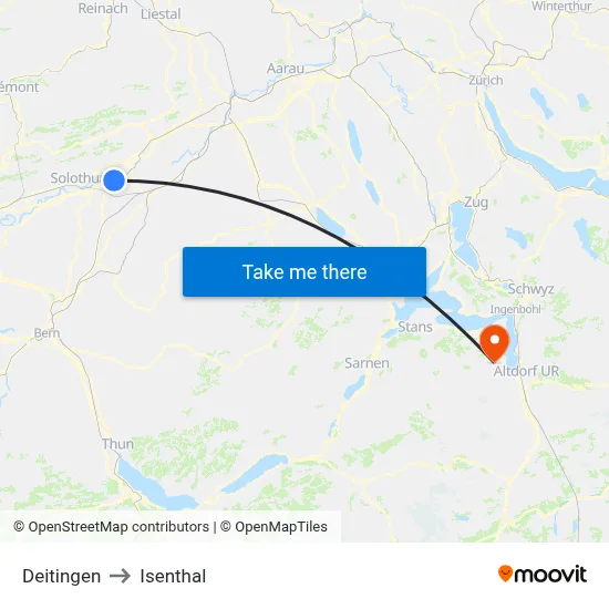 Deitingen to Isenthal map