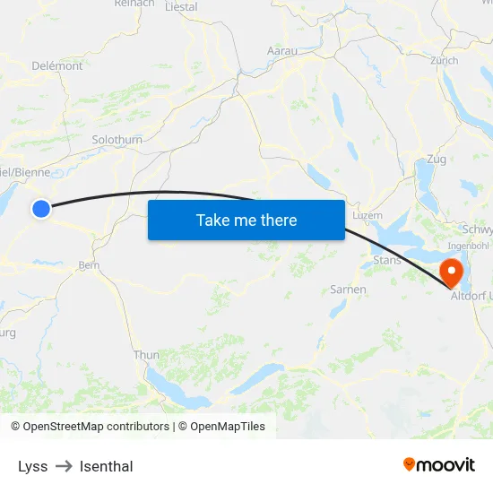 Lyss to Isenthal map