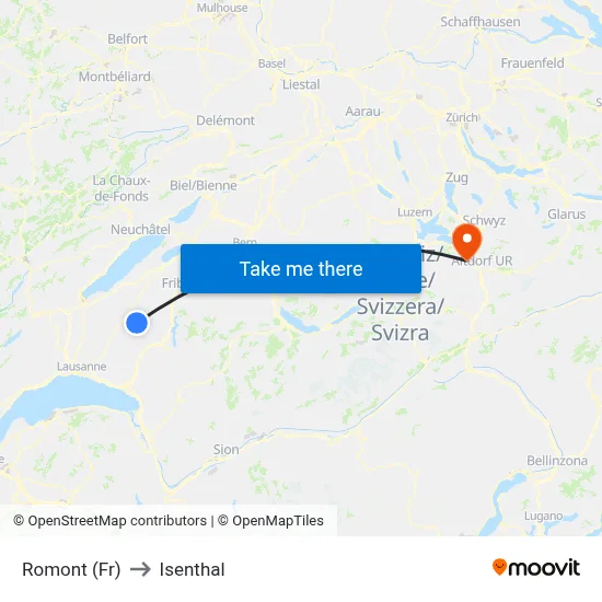 Romont (Fr) to Isenthal map