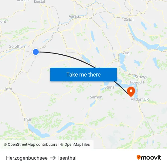 Herzogenbuchsee to Isenthal map