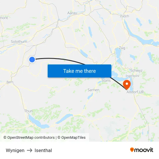 Wynigen to Isenthal map