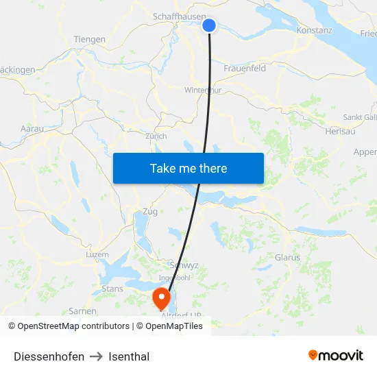 Diessenhofen to Isenthal map