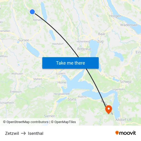 Zetzwil to Isenthal map