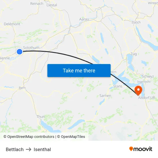 Bettlach to Isenthal map