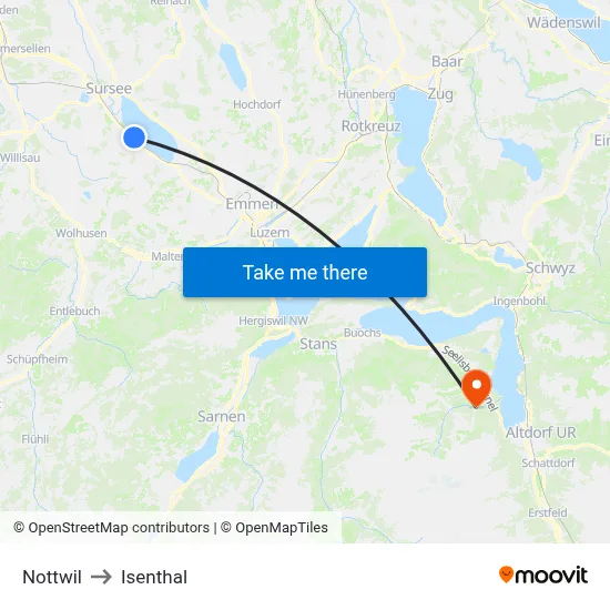 Nottwil to Isenthal map