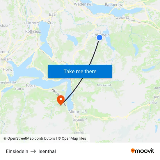 Einsiedeln to Isenthal map