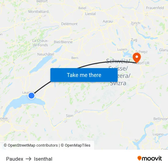 Paudex to Isenthal map
