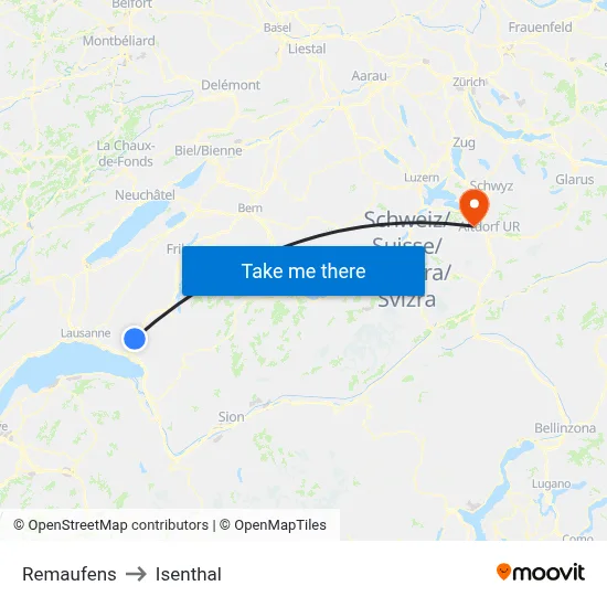 Remaufens to Isenthal map