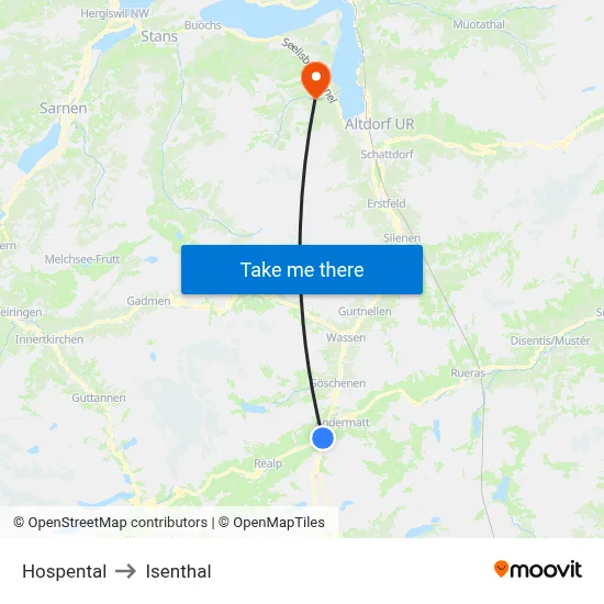 Hospental to Isenthal map