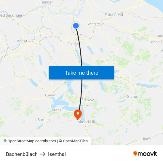 Bachenbülach to Isenthal map