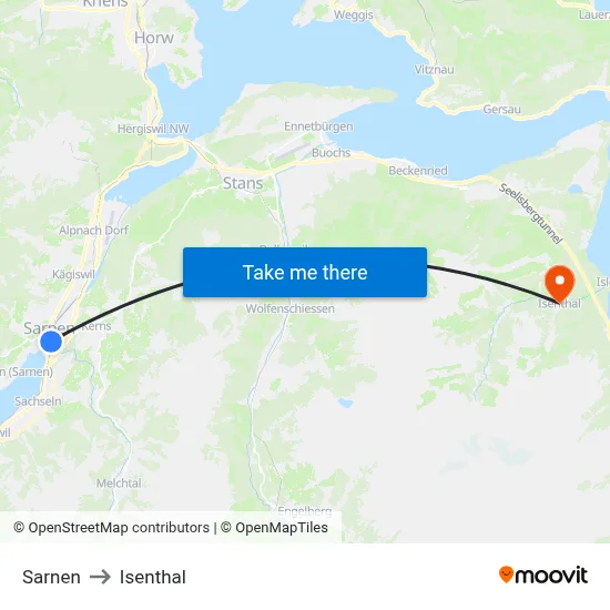 Sarnen to Isenthal map