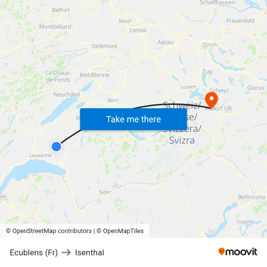 Ecublens (Fr) to Isenthal map