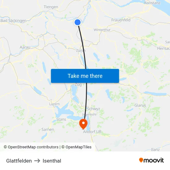 Glattfelden to Isenthal map