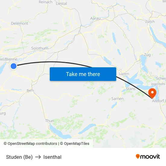 Studen (Be) to Isenthal map