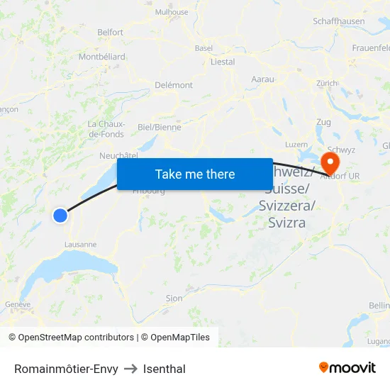 Romainmôtier-Envy to Isenthal map