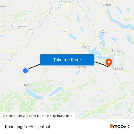 Konolfingen to Isenthal map