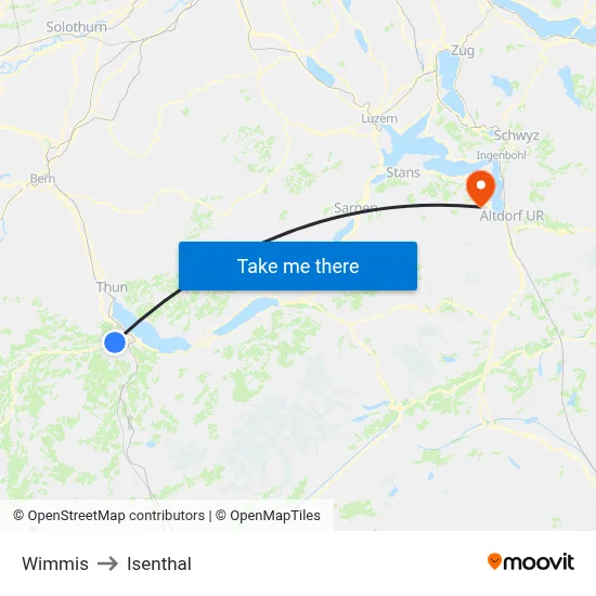 Wimmis to Isenthal map