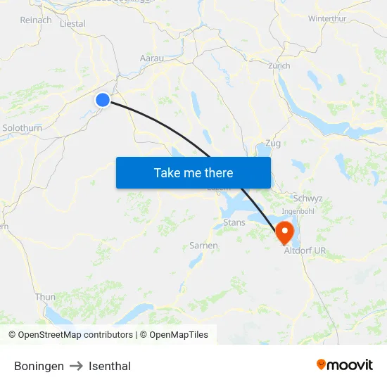Boningen to Isenthal map