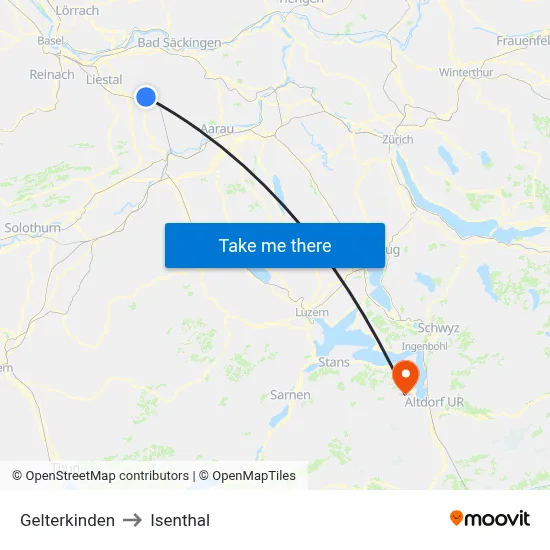 Gelterkinden to Isenthal map