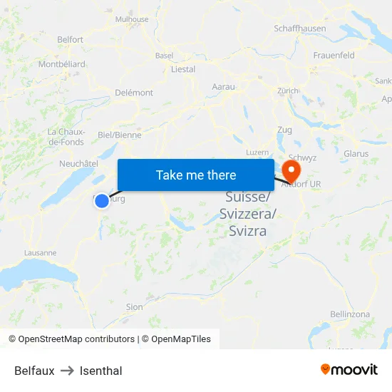 Belfaux to Isenthal map