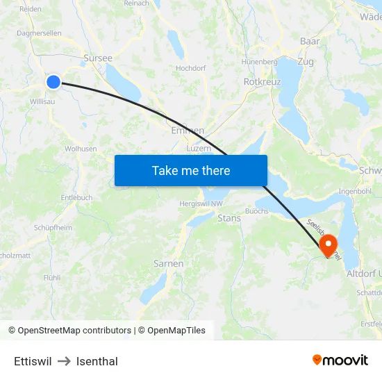Ettiswil to Isenthal map