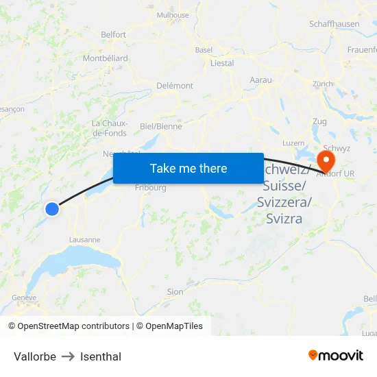 Vallorbe to Isenthal map