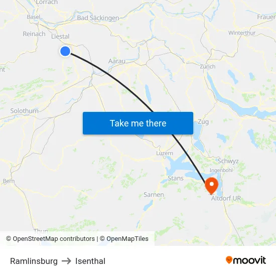 Ramlinsburg to Isenthal map